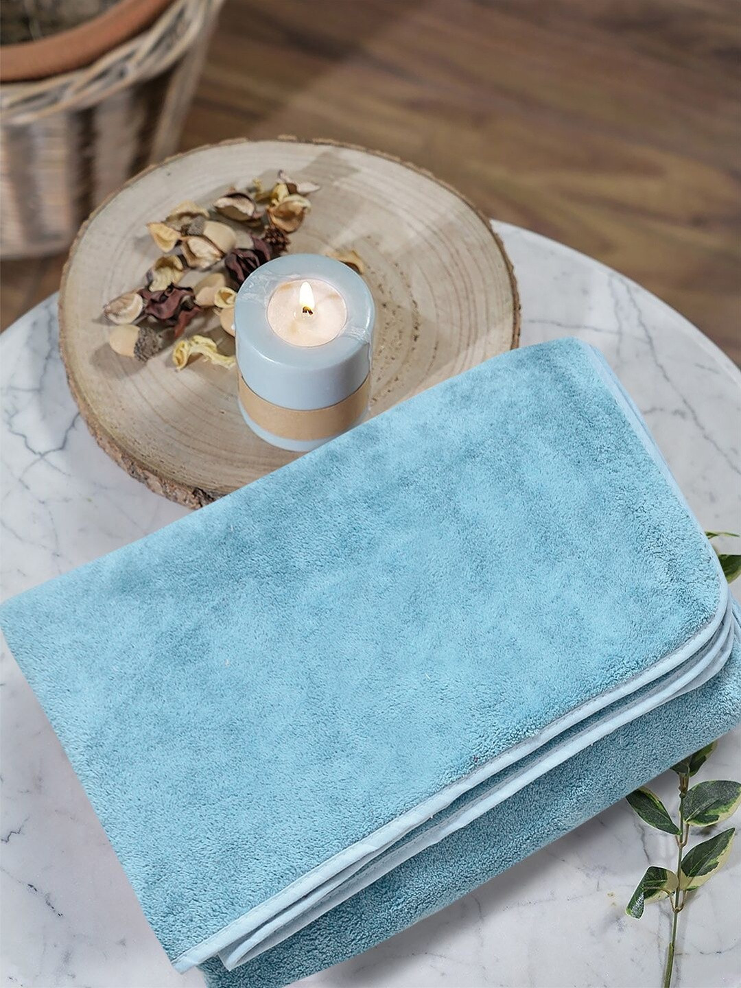 Myntra Elegant Homes Blue Terry Cotton 450 GSM Bath Towel