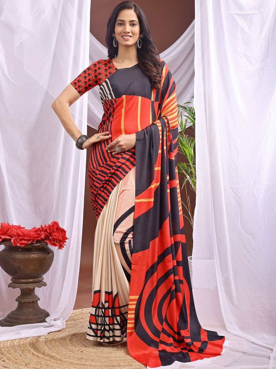 SHIVAM FABRICS Printed Georgette Saree