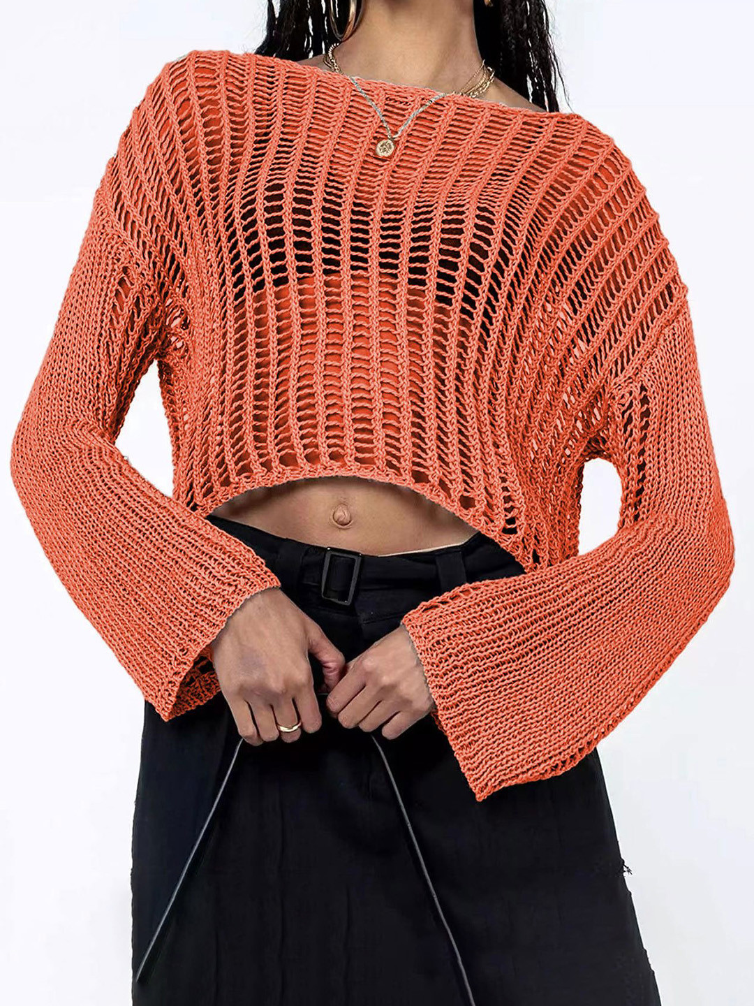 StyleCast Women Round Neck Crop Sweater