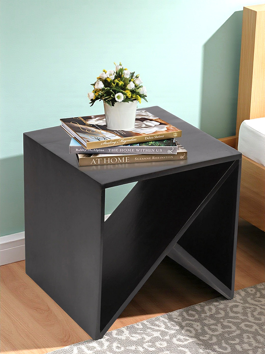 Ikiriya Noah Sheesham Wood Contemporary Tea Table/ End Table In Extra Dark Mahagony Finish