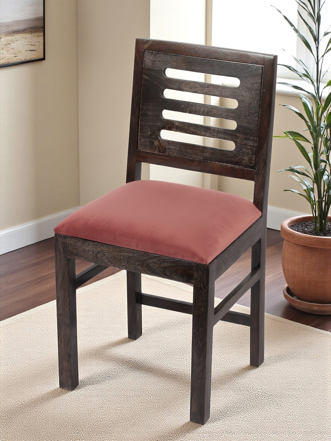 Ikiriya Sheesham Wood Accent Dining Chair In Dark Mahagony Finish