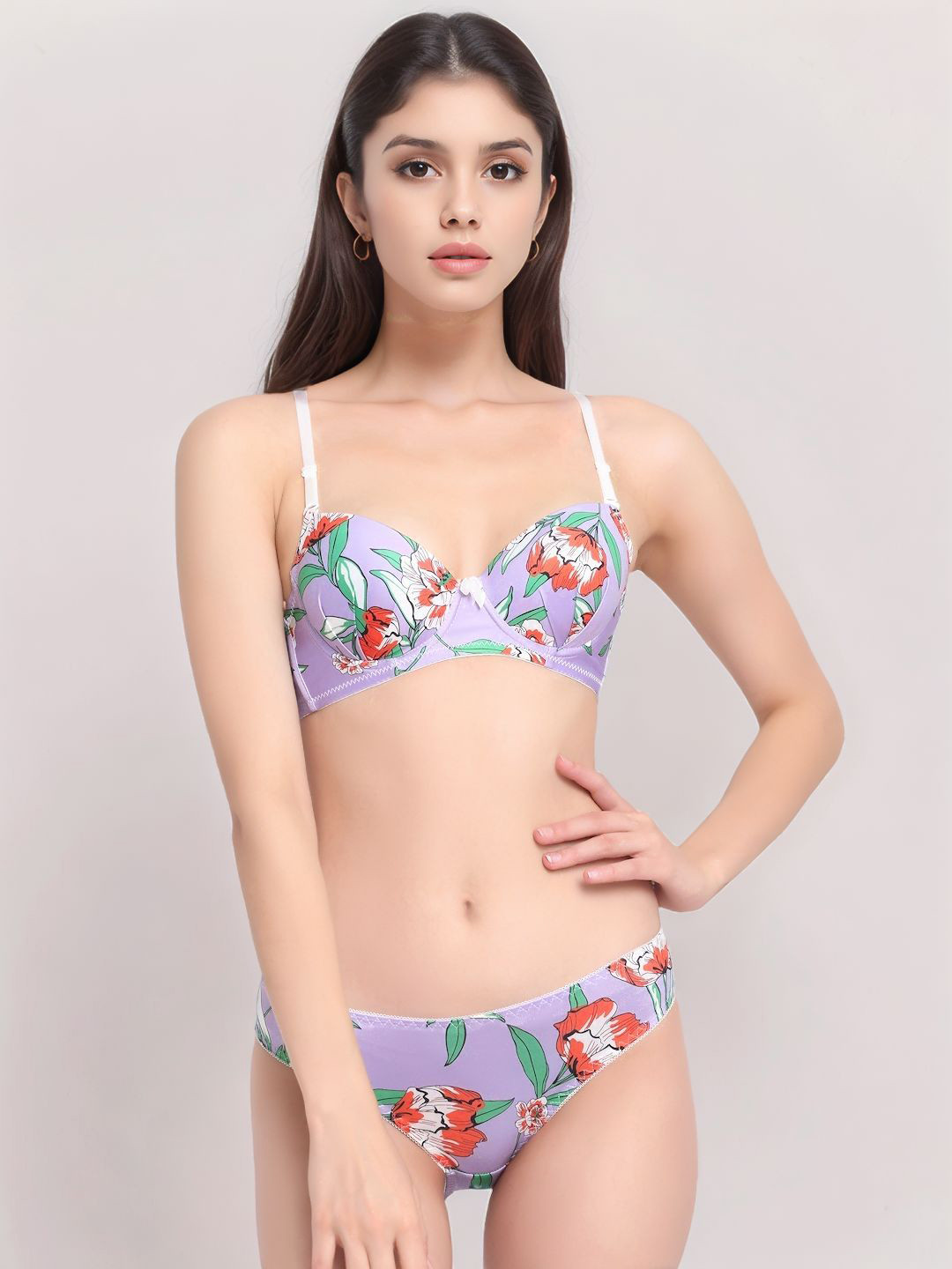 PRIZO Women Printed Heavily Padded Lingerie Set PZ-LS-038-MAUV