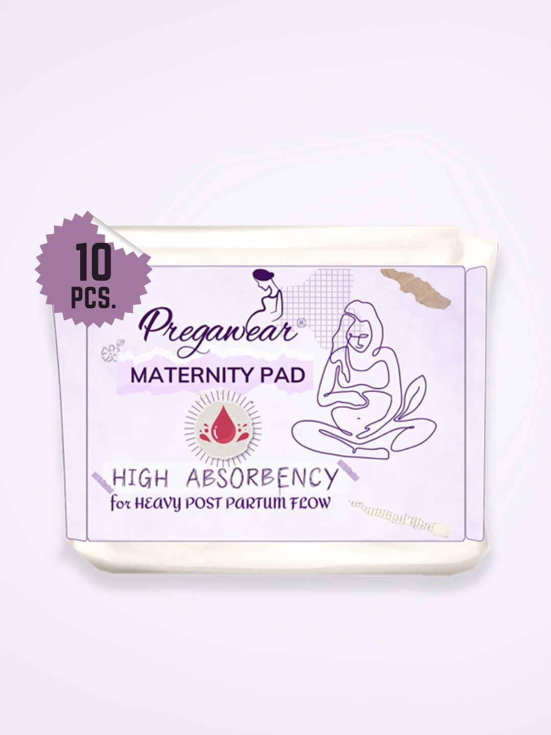 Pregawear 10Pcs High Absorbency Maternity Pads For Heavy Flow XXXL