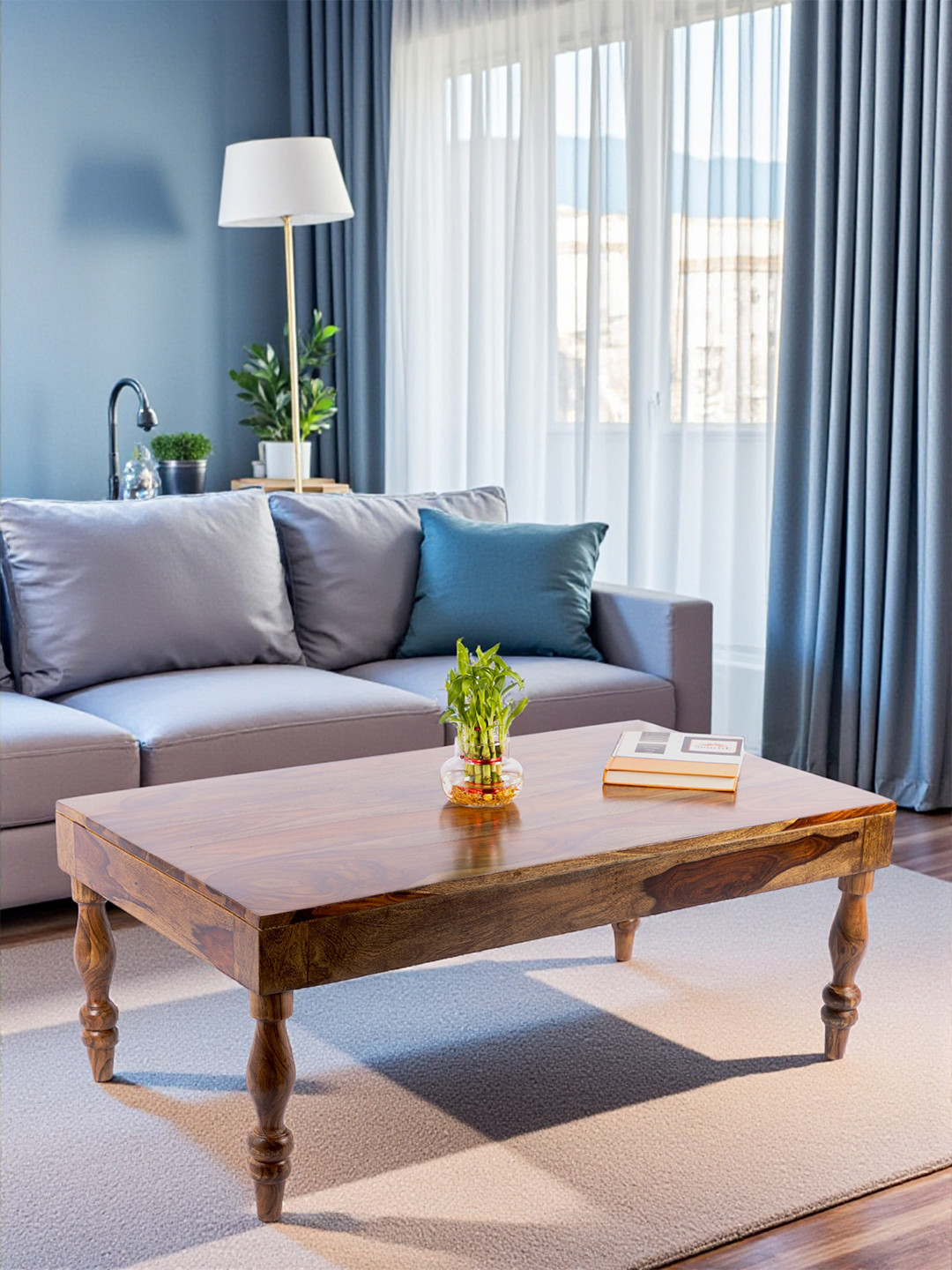 Ikiriya Sheesham Wood Traditional Coffee Table In Teak Finish