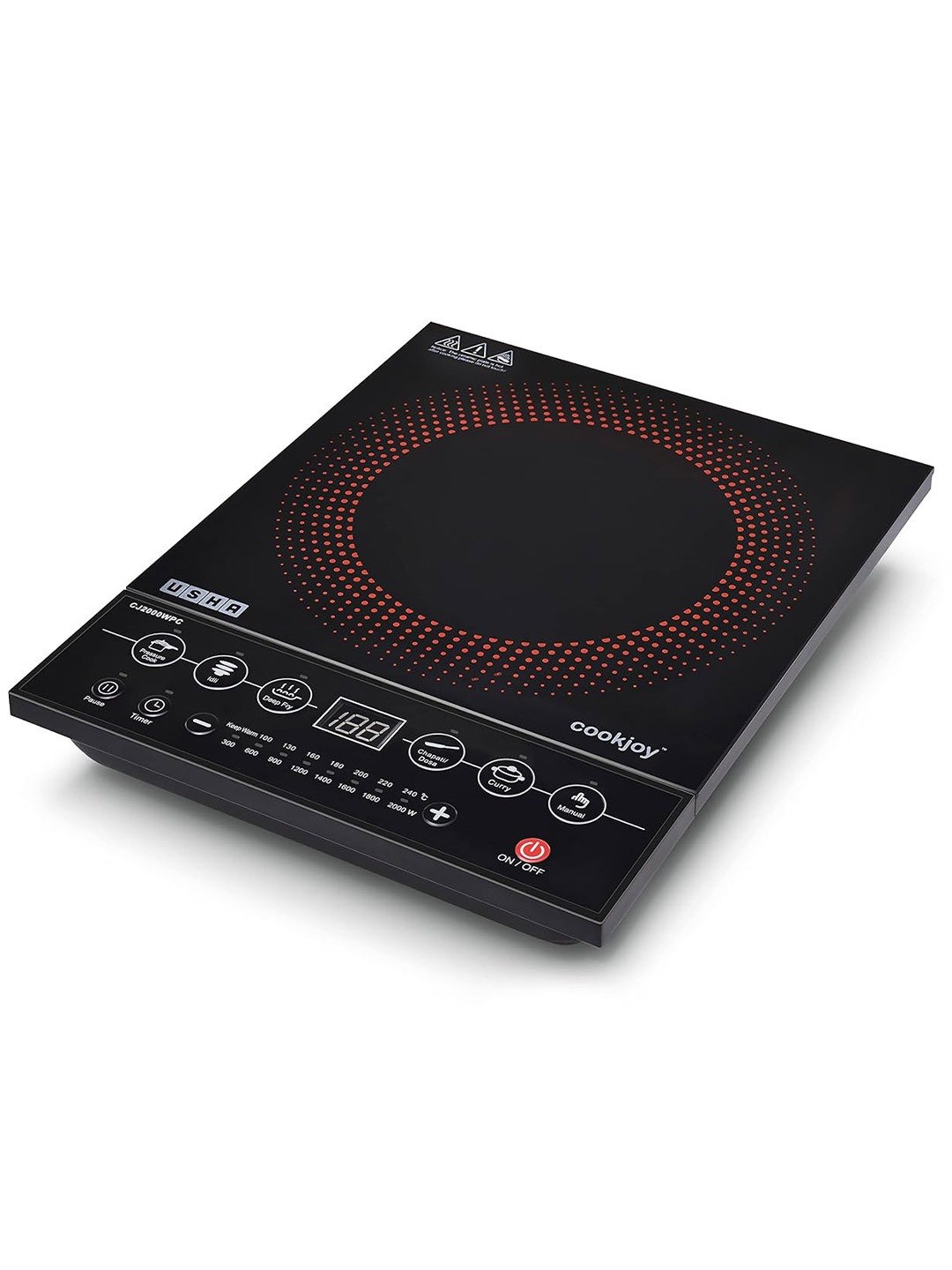Usha Black & Red Induction Cooktop With Push Button Control -2000 W