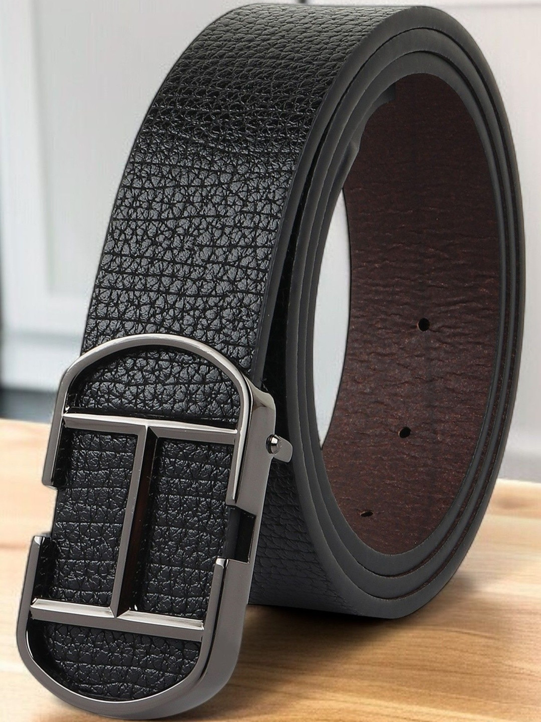 Roadster Men PU with Pin Buckle Slim Textured Regular Classic Style Belts