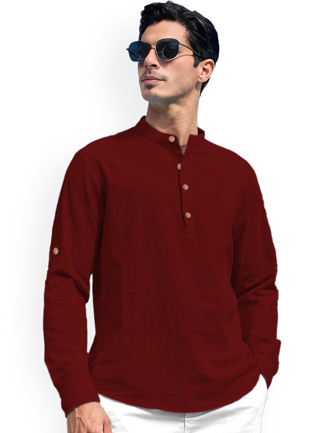 EdinWolf Men Thread Work Pathani Straight Kurta