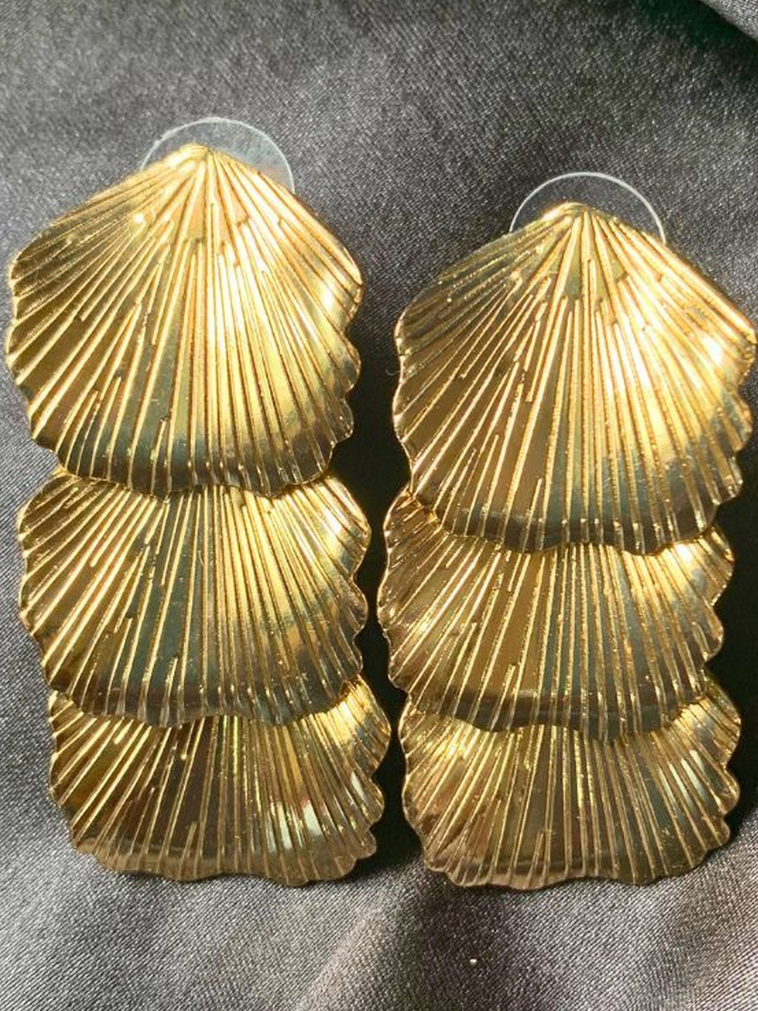 KALAVAATHI Stainless Steel Leaf Shaped Textured Drop Earrings