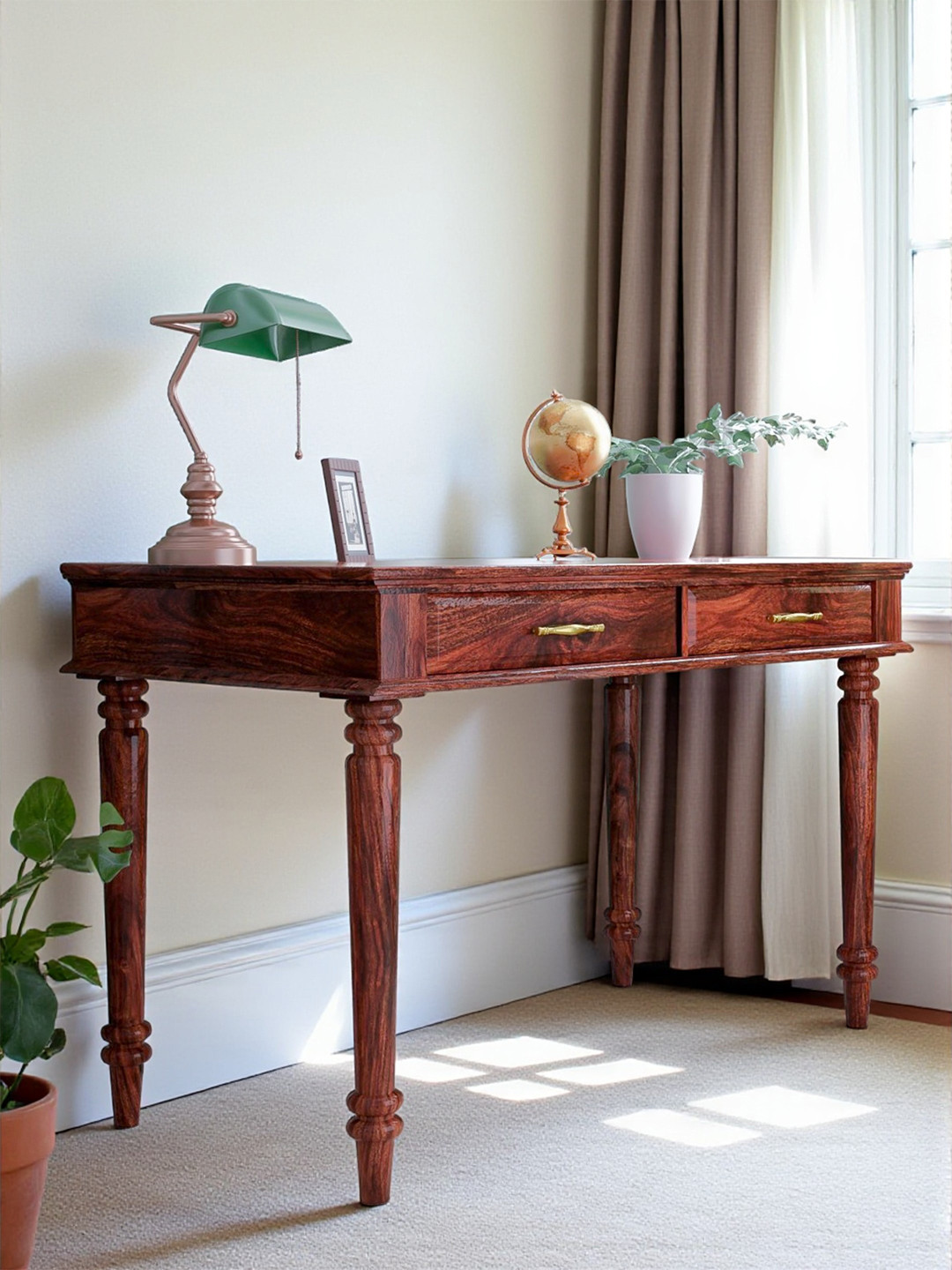 Ikiriya Sheesham Wood Study Computer Table (Honey Finish)