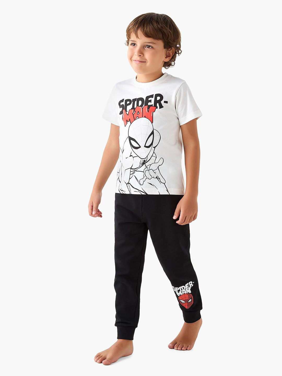 Juniors by Babyshop Boys Spider Man Printed Pure Cotton T-Shirt & Pyjamas Night Suit