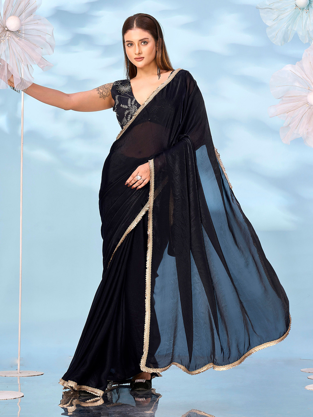 House of Pataudi Embroidered Border Saree With Blouse Piece