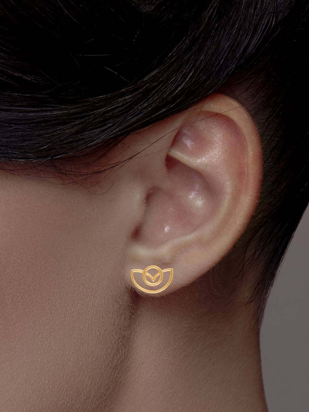 C KRISHNIAH CHETTY JEWELLERS PVT LTD 18KT Gold Soluna Arc Stud Earrings - 5.26 g