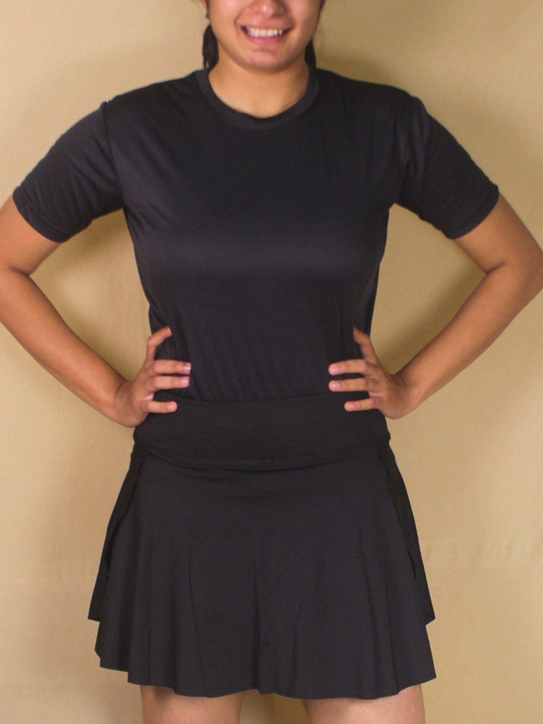 Aqua Holic Women T-shirt & Skort With Shorts Swimming Dress