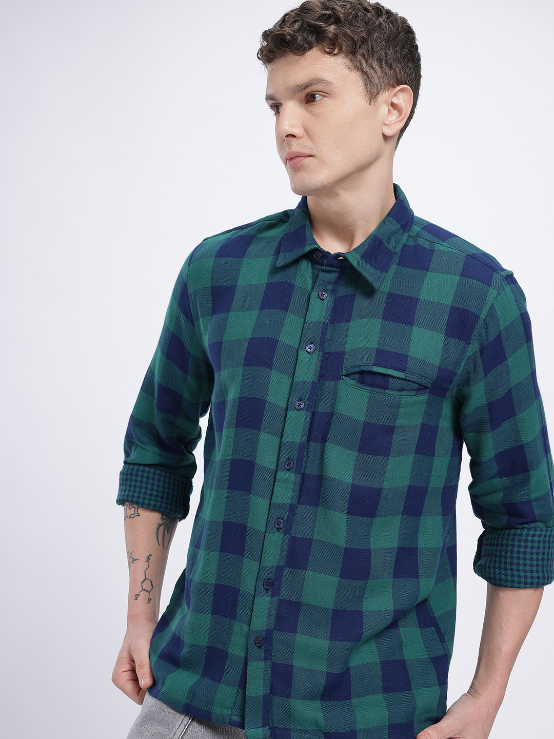 Glitchez Relaxed Fit Buffalo Checks Shirt
