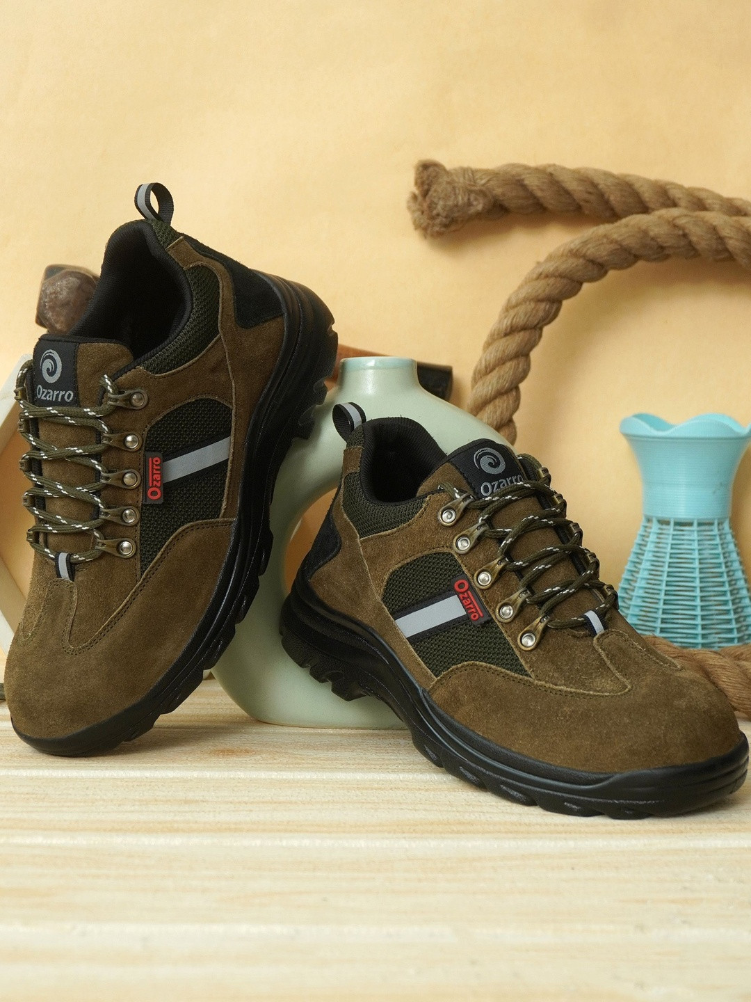 Ozarro Men Suede Steel Toe Safety Sneakers