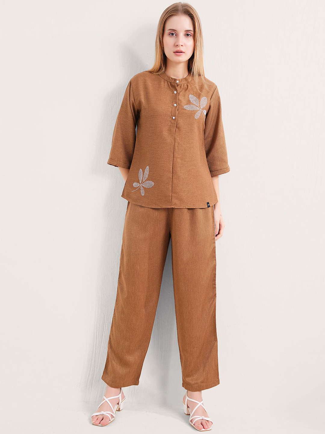 L&M Leisure and Moods Embroidered Top With Trousers Co-Ords