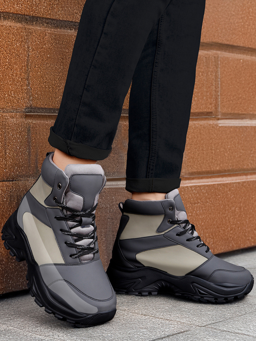 Bxxy Men Hidden Height Increasing High-Top Lace-up Boots