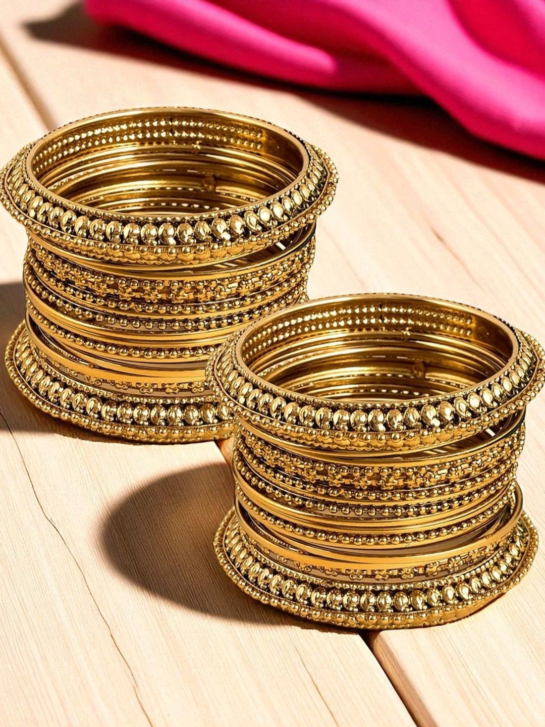 fabula Set Of 32 Textured Antique Bangles