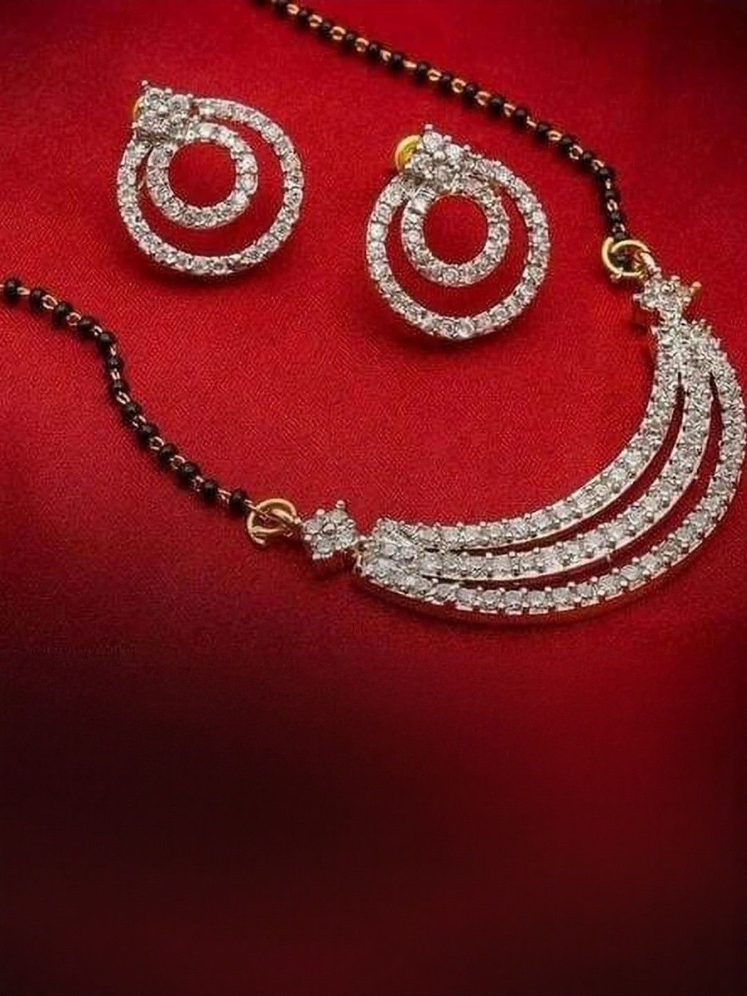 Mamata Artificial Stones Studded Mangalsutra With Earrings