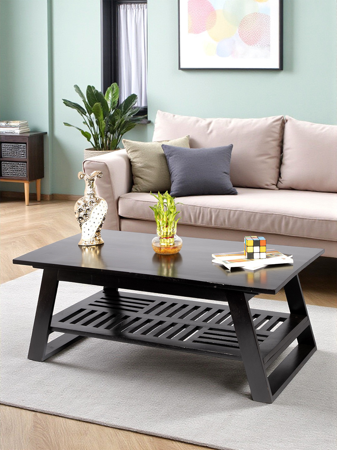 Ikiriya Sheesham Wood Accent Coffee Table In Extra Dark Mahagony Finish