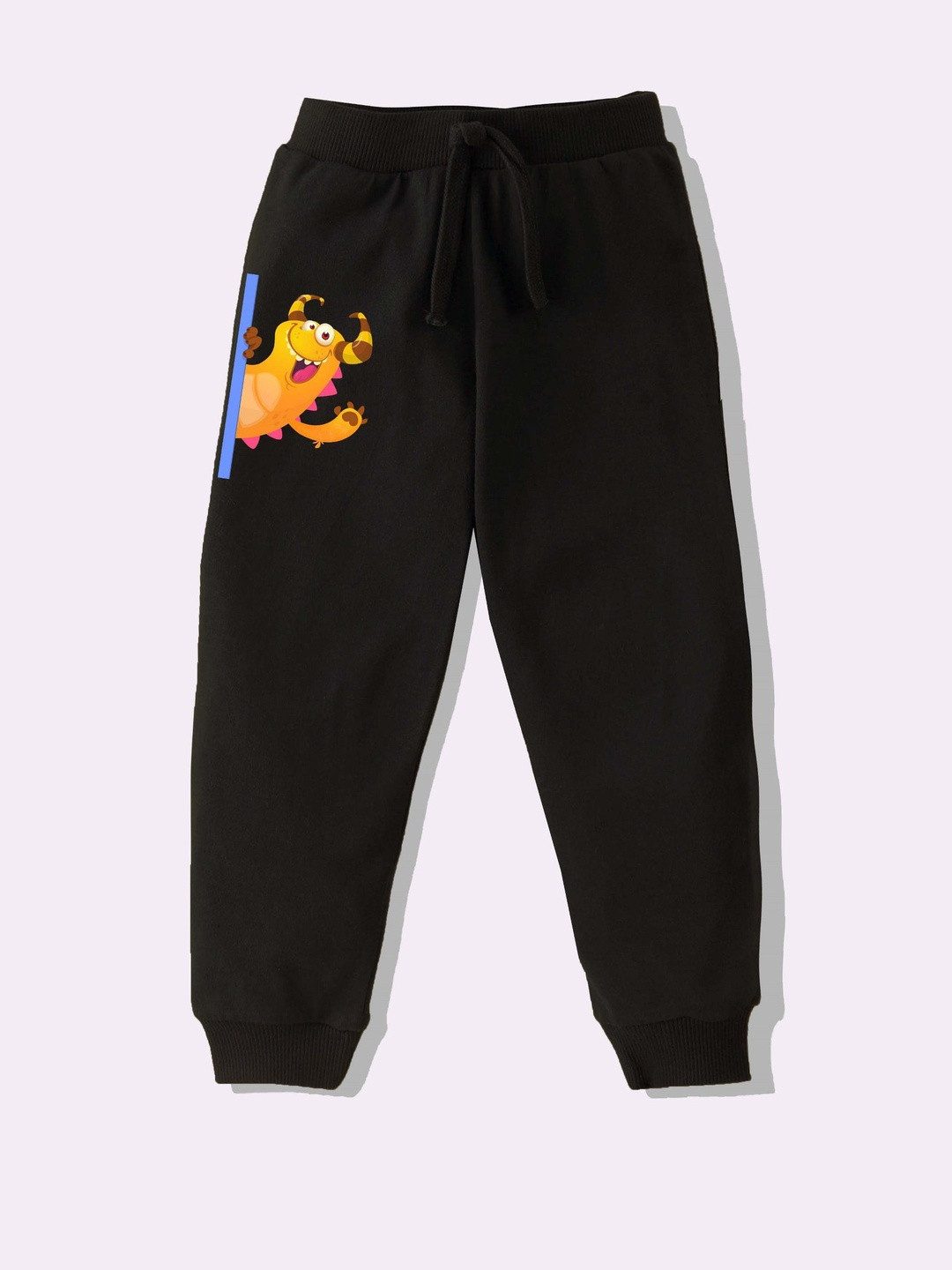 KAVEE Men Black Pure Cotton Terry Knit Full Length Joggers