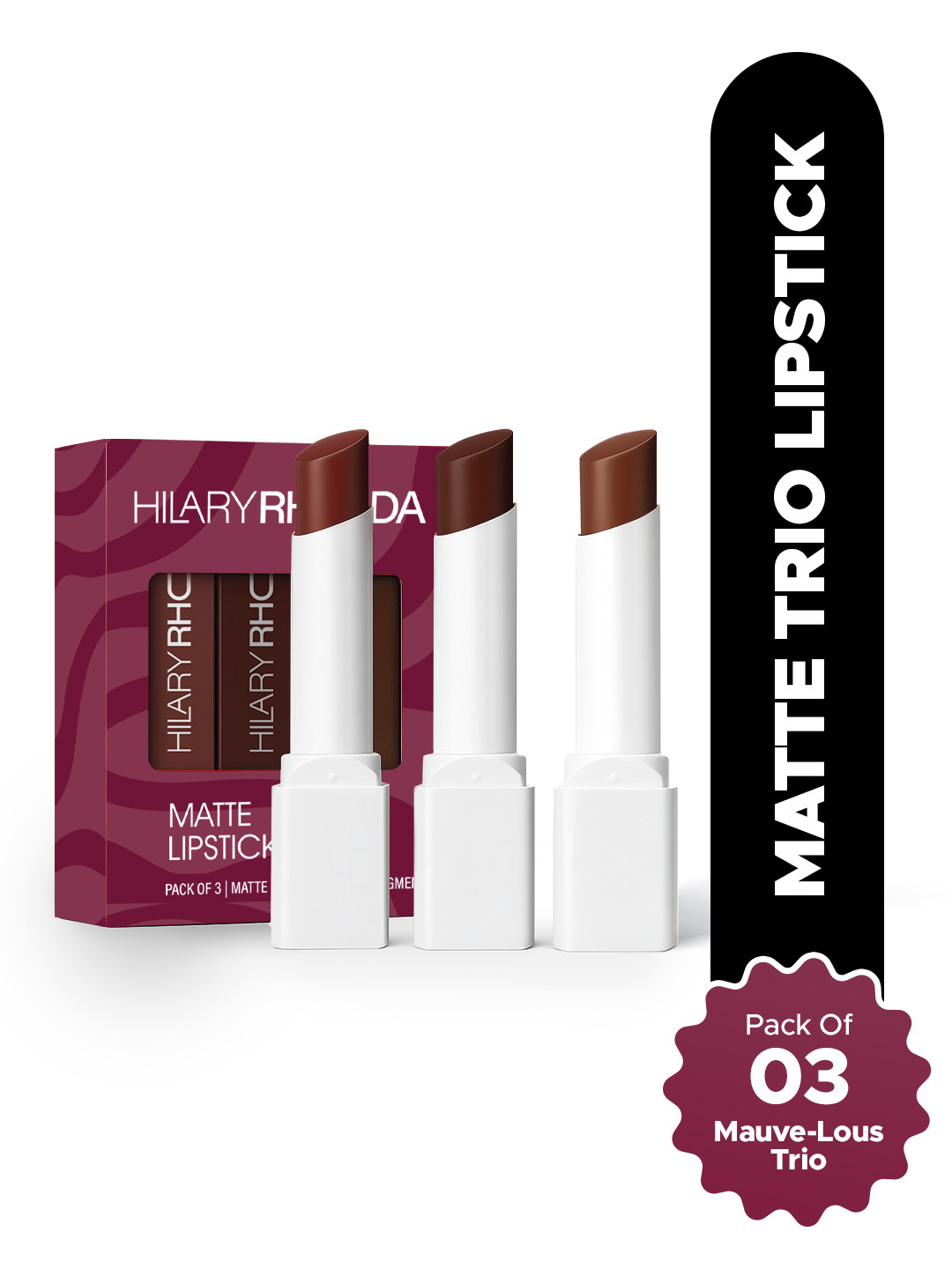 Hilary Rhoda Set Of 3 Matte Finish Lipstick- 3g Each -lous Trio- 03