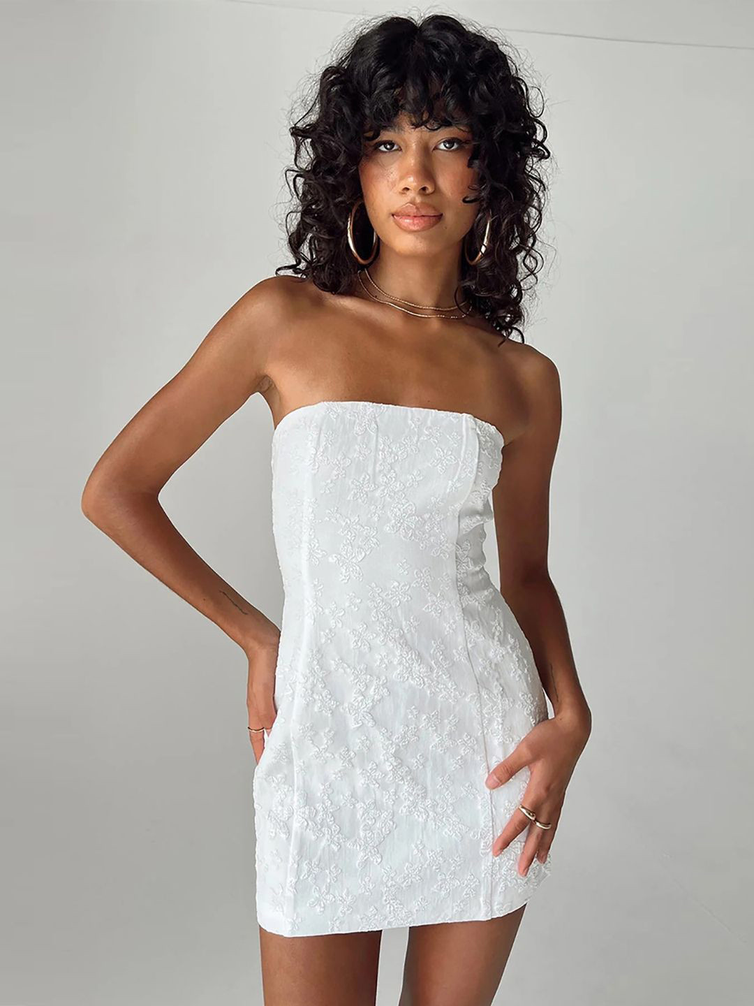 StyleCast Women Embroidered Bandeau Mini Dress