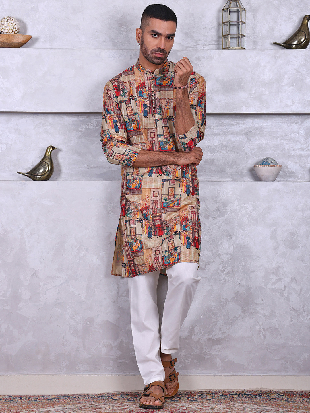 ManQ Men Ethnic Motif Printed Kurta