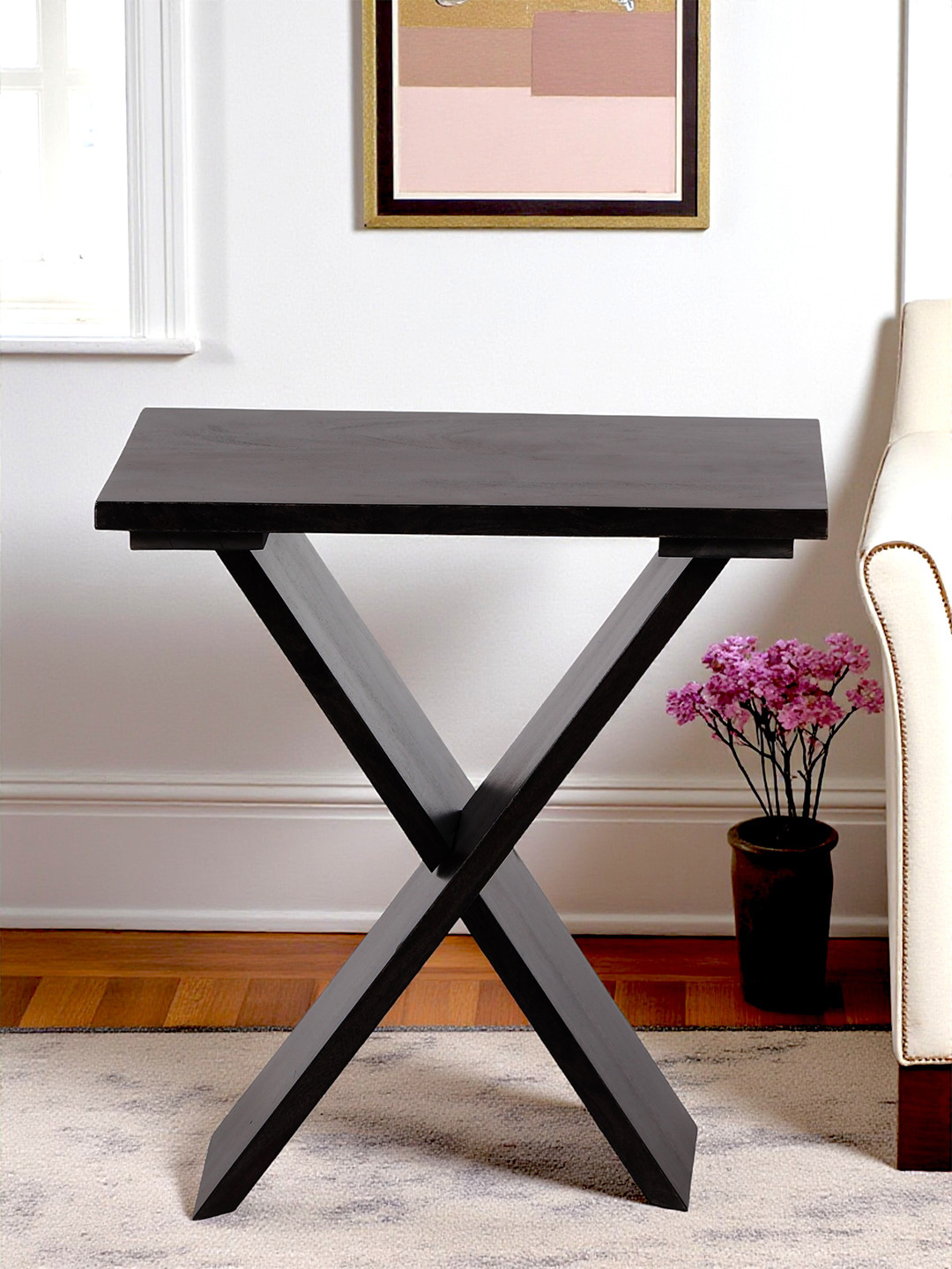 Ikiriya Sheesham Wood Tea Table / Corner Tables / Bedside Table In Dark Mahagony Finish