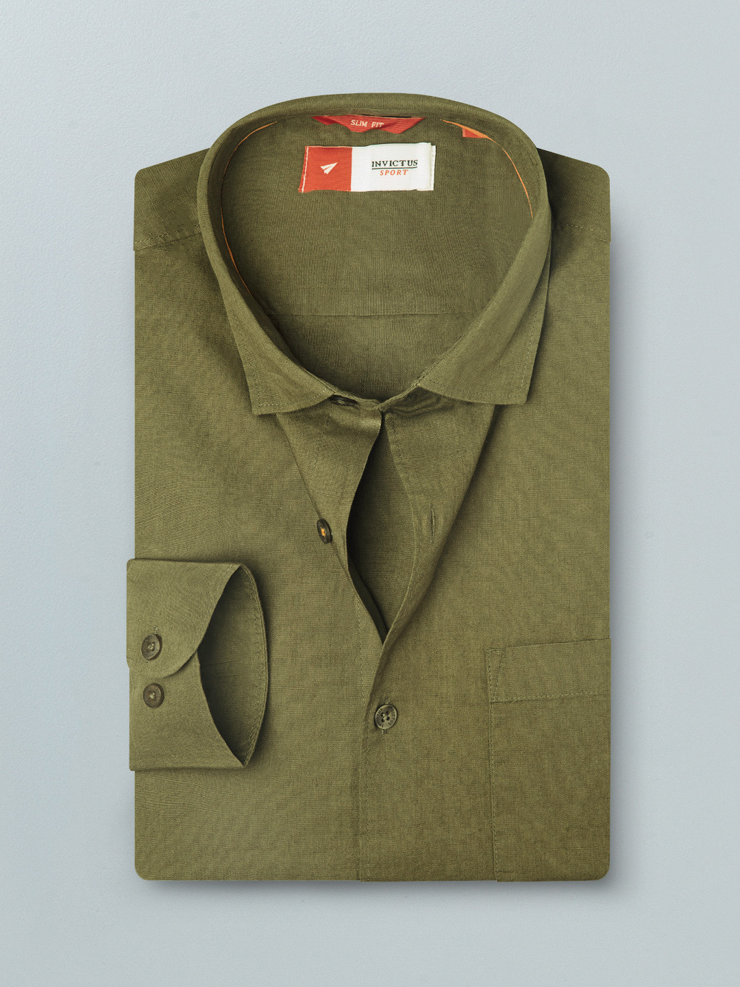 INVICTUS Men Olive Green Slim Fit Casual Shirt