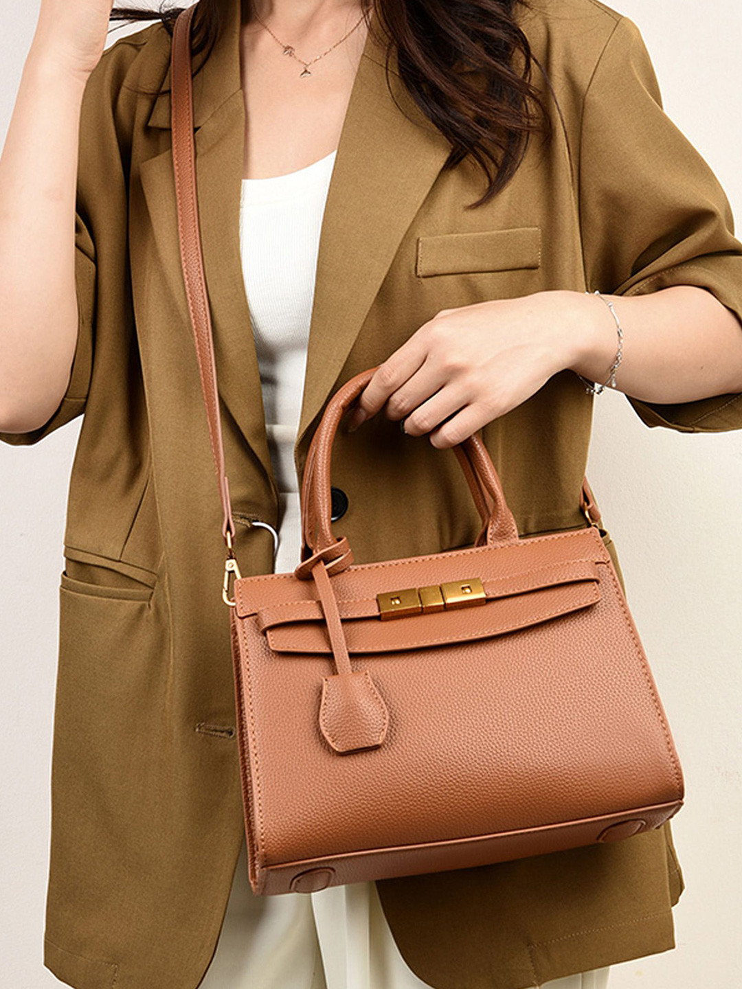 RIJAC Women Yumi Textured Structured Shoulder Bag