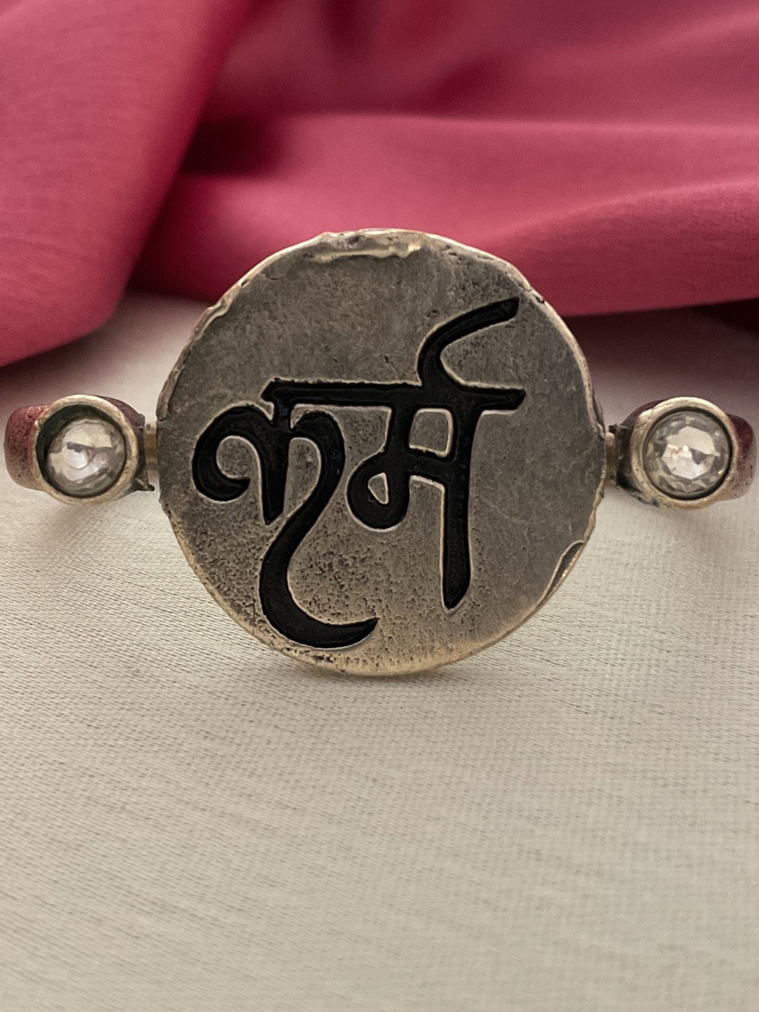 MOHATI Women Karma Silver Plated Two Fingers Attached Ring