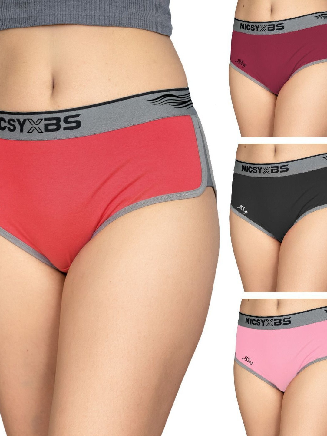 Nicsy Pack of 4 Cotton Hipster Briefs