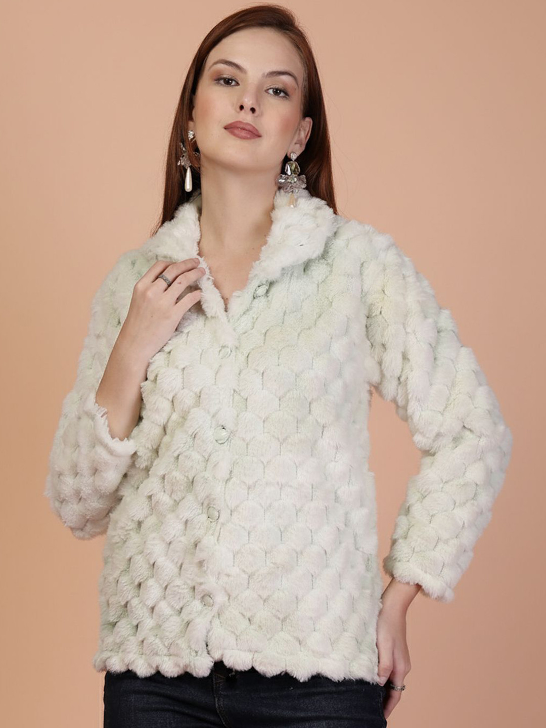 all about you Women Spread Collar Self Design Tailored Jacket