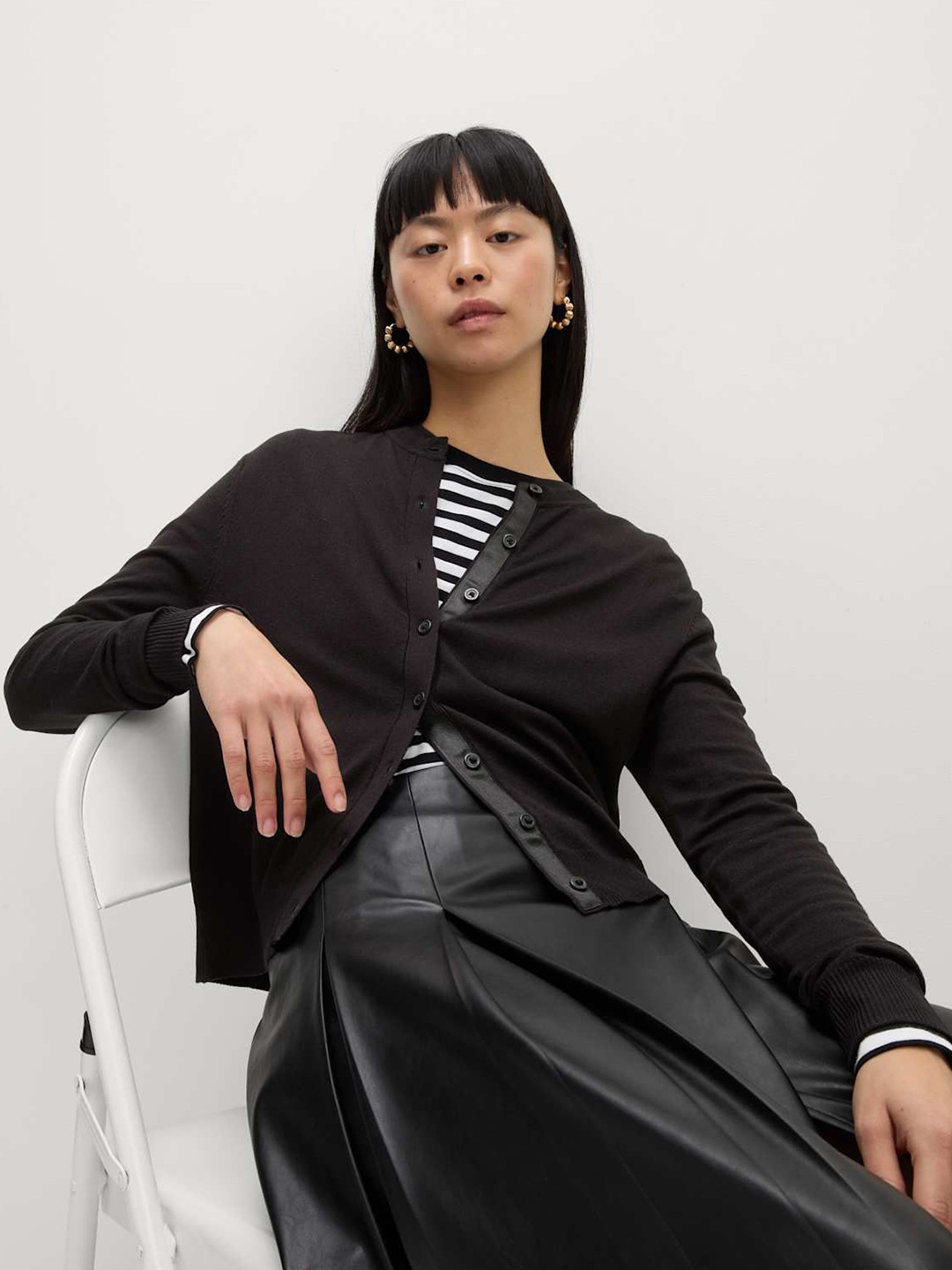 Marks & Spencer Crew Neck Button Front Cardigan