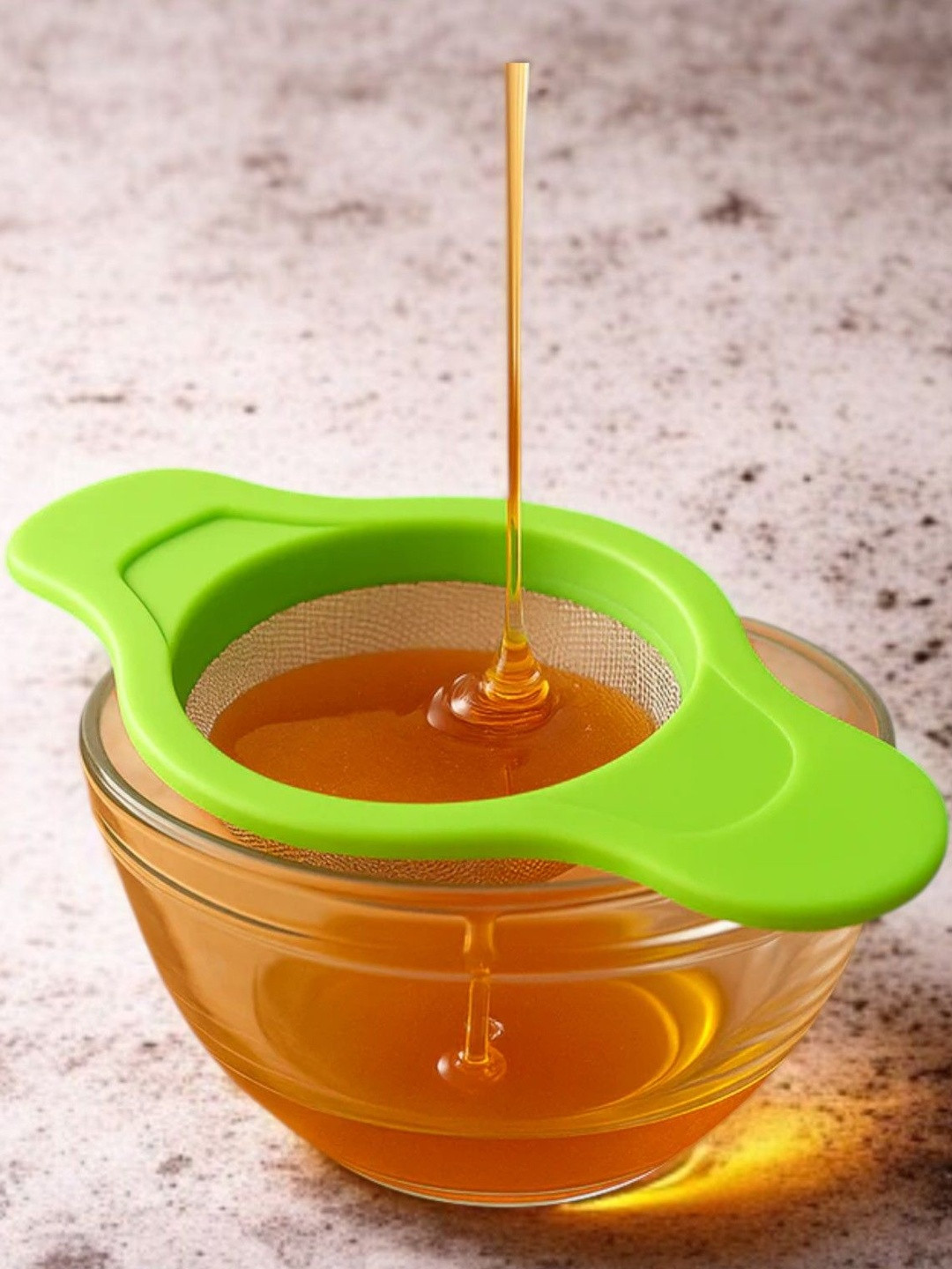 DeoDap Dual Handle Plastic Frame Stainless Steel Mesh Strainer