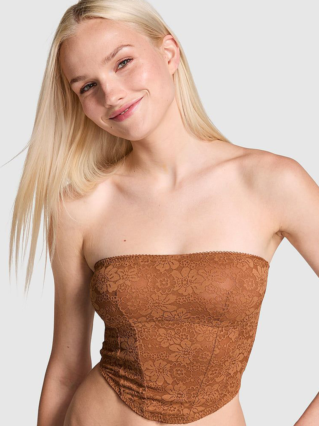 Victoria's Secret The Cinched Floral Medium Coverage Bandeau Bra