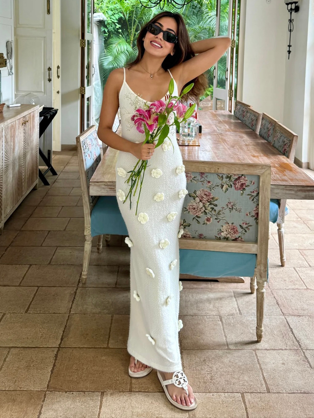 Miss Mosa By Akanksha  Women Yazu Rosette Premium Maxi Dress in White