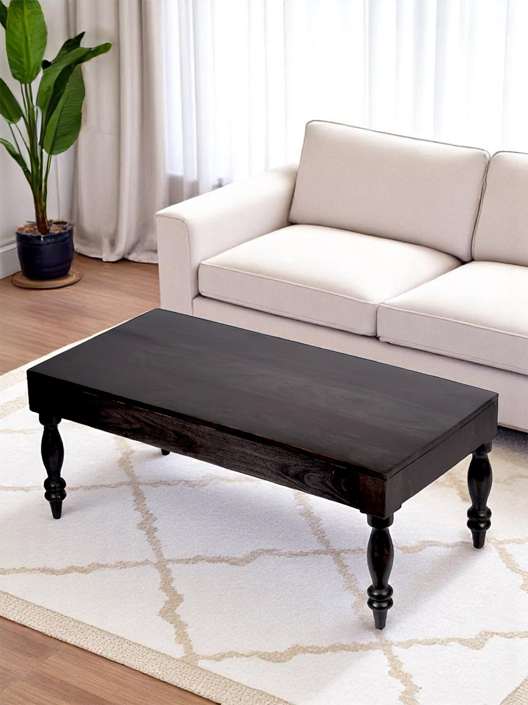 Ikiriya Sheesham Wood Traditional Coffee Table In Dark Mahagony Finish