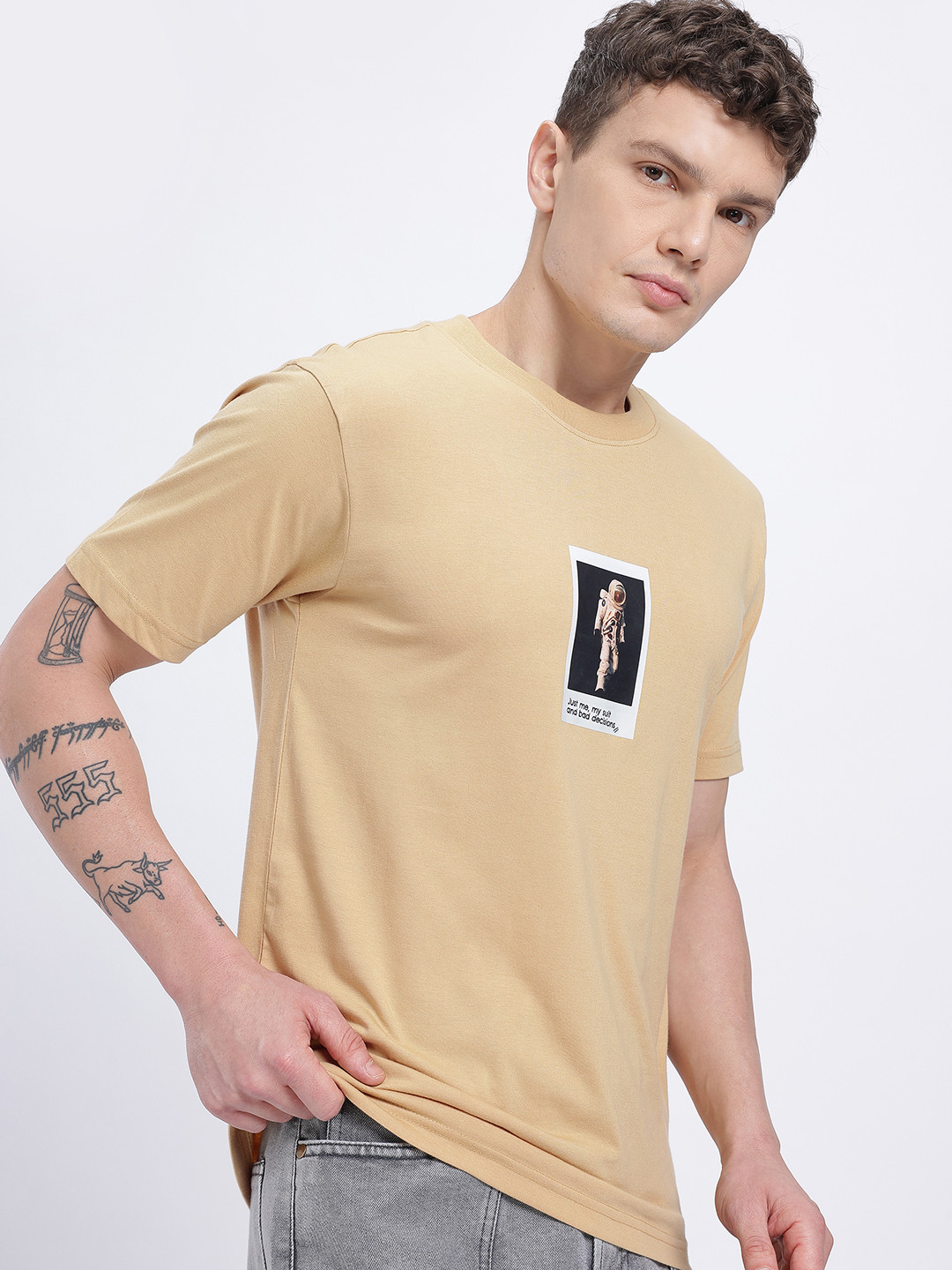 glitchez Photographic Print Round Neck Regular Fit T-shirt