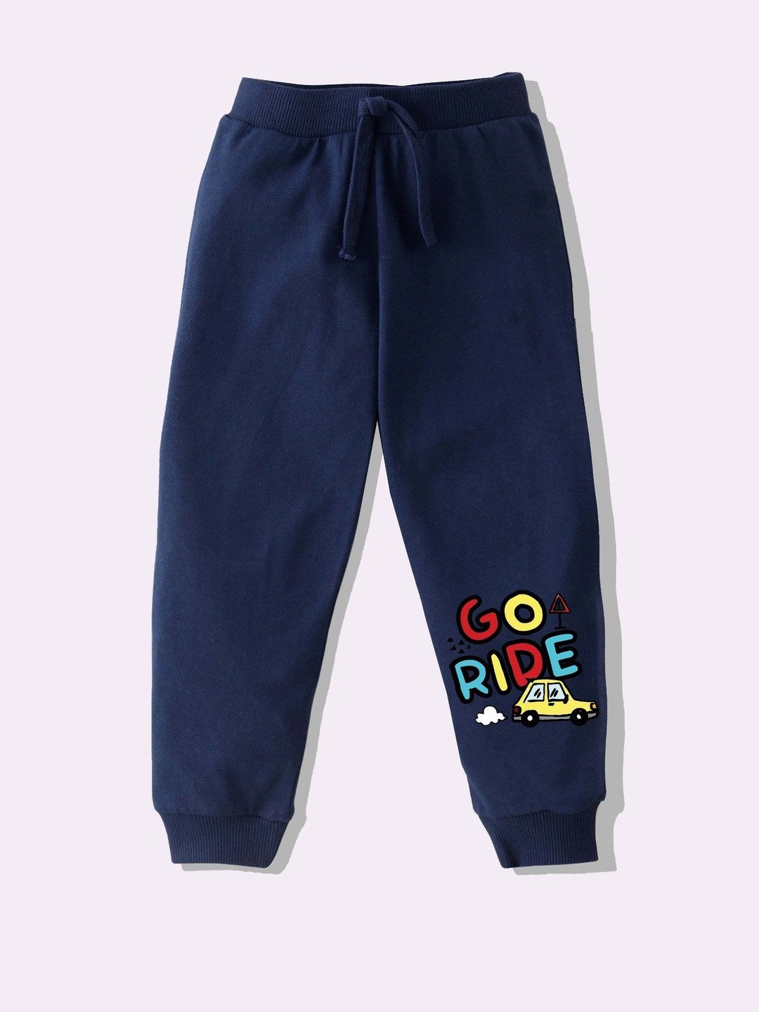 KAVEE Boys Printed Terry Knit Bio Washed Full Length Pure Cotton Joggers