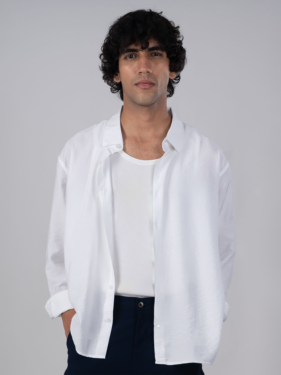 Tailoraedge Men Solid Relaxed Semi Sheer Casual Shirt