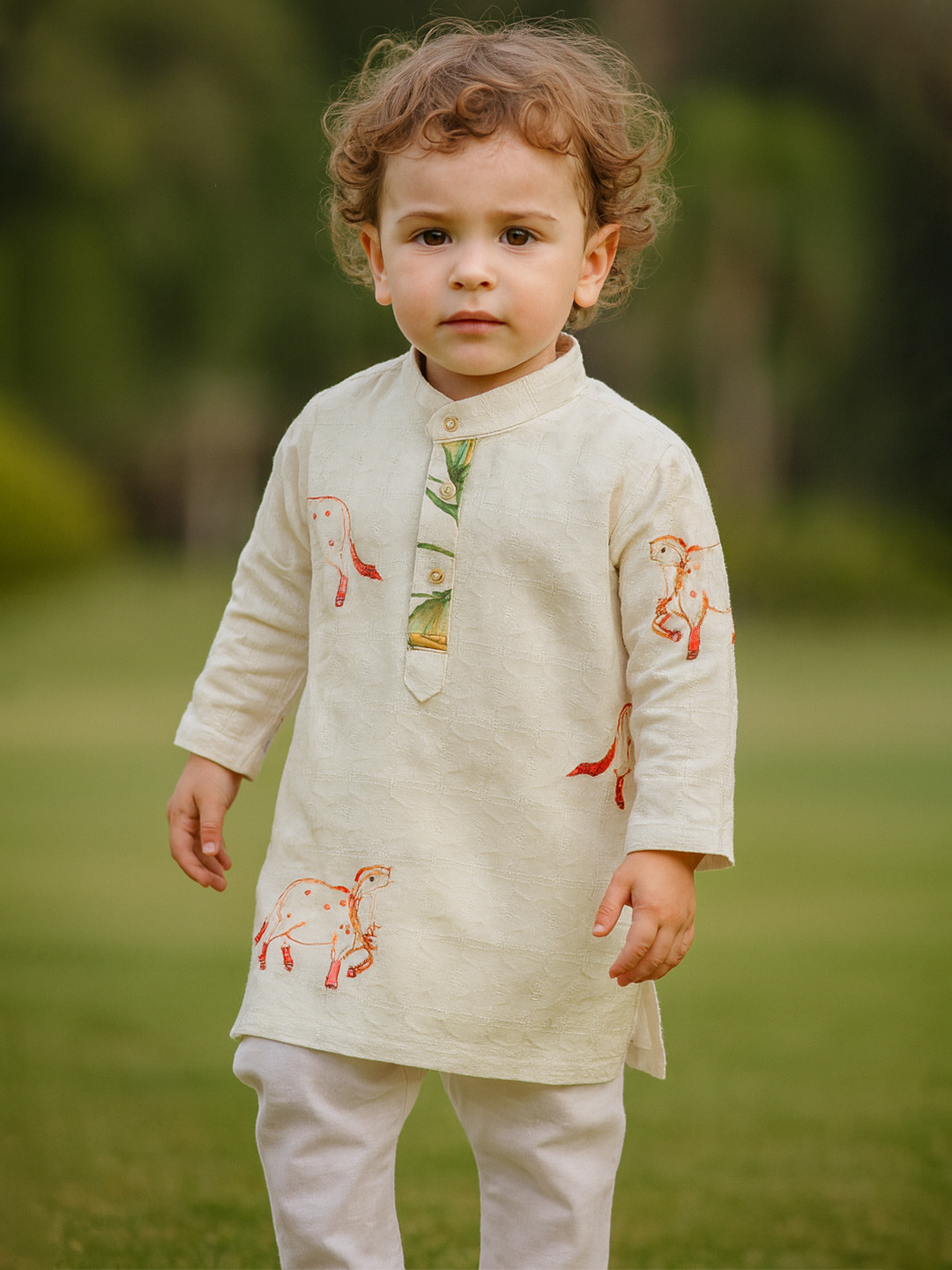 TRYBUY.IN Boys Ethnic Motifs Printed Cotton Kurta with Pyjamas