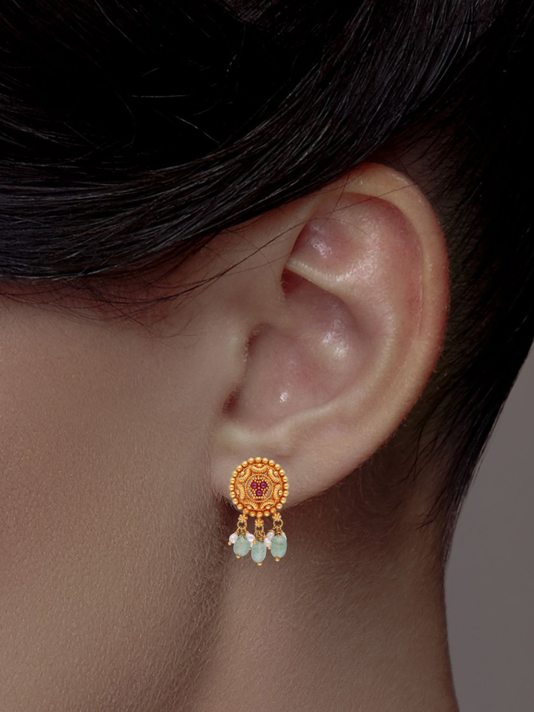 C KRISHNIAH CHETTY JEWELLERS PVT LTD Women 22Kt Gold Earrings - 7.67 g