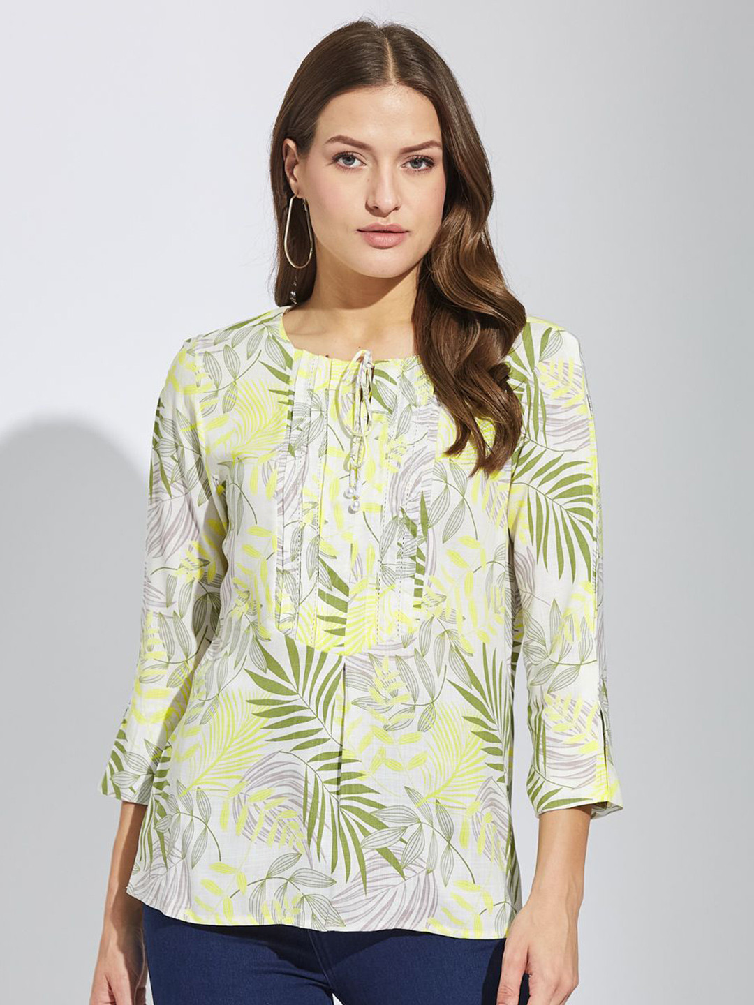 Latin Quarters Women Round Neck Viscose Rayon Printed Tunic