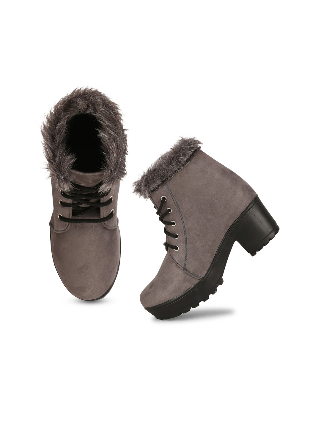 Ishransh Women High Ankle Fur Boots