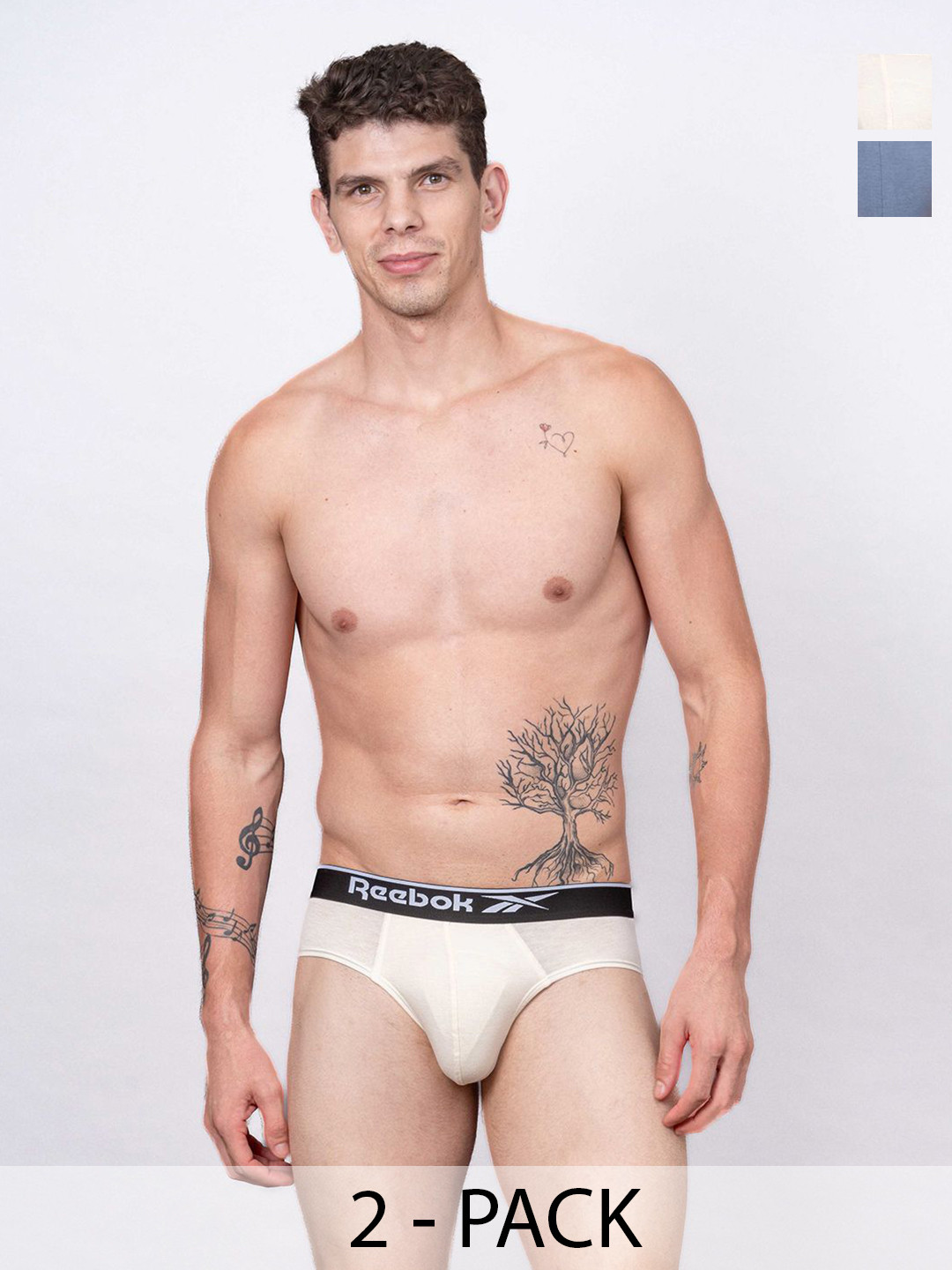 Reebok Pack Of 2 Low Rise Anti bacterial Basic Briefs