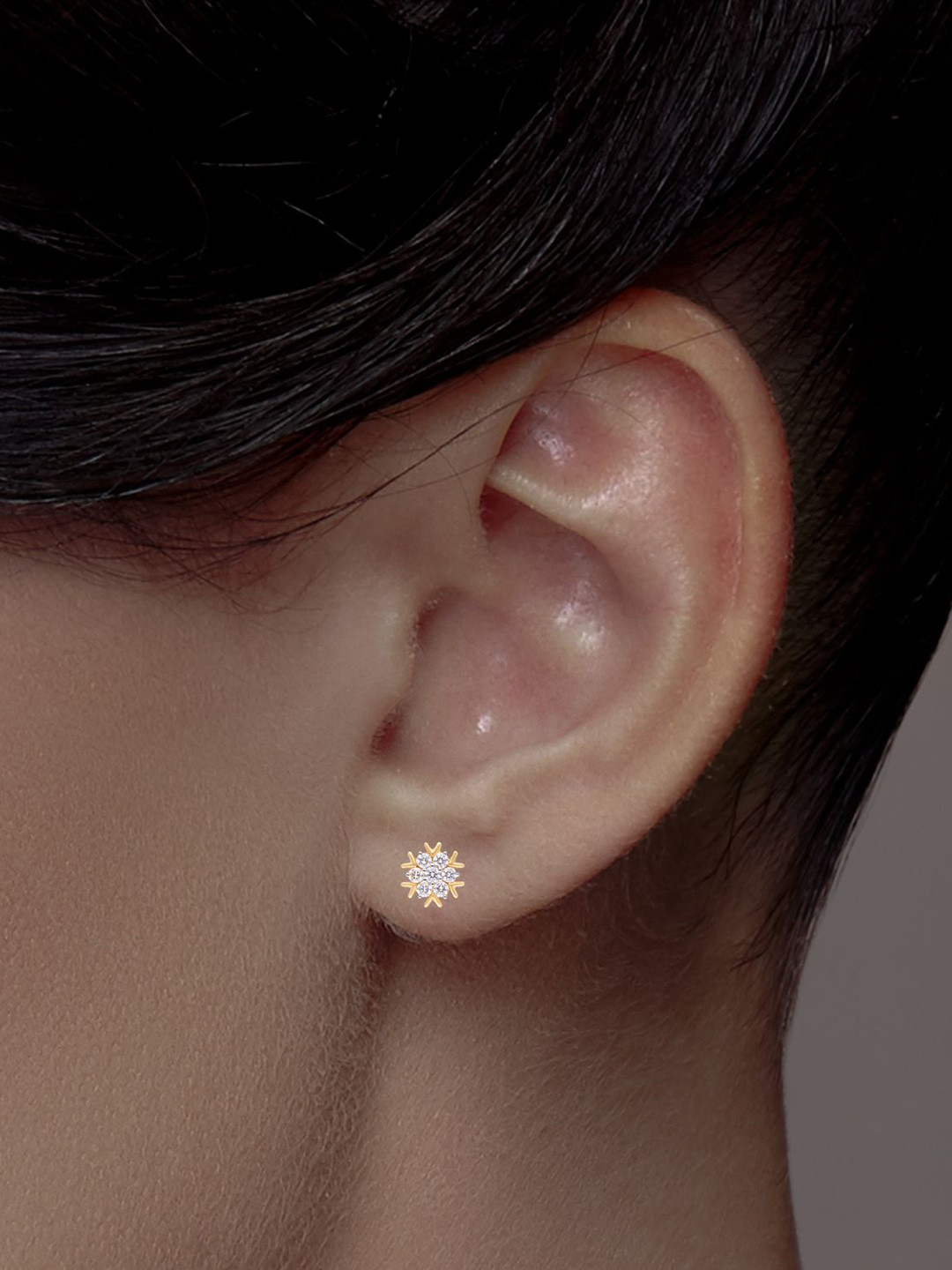 C KRISHNIAH CHETTY JEWELLERS PVT LTD Women 18Kt Celestia Bloom Diamond Earrings - 2.3 g