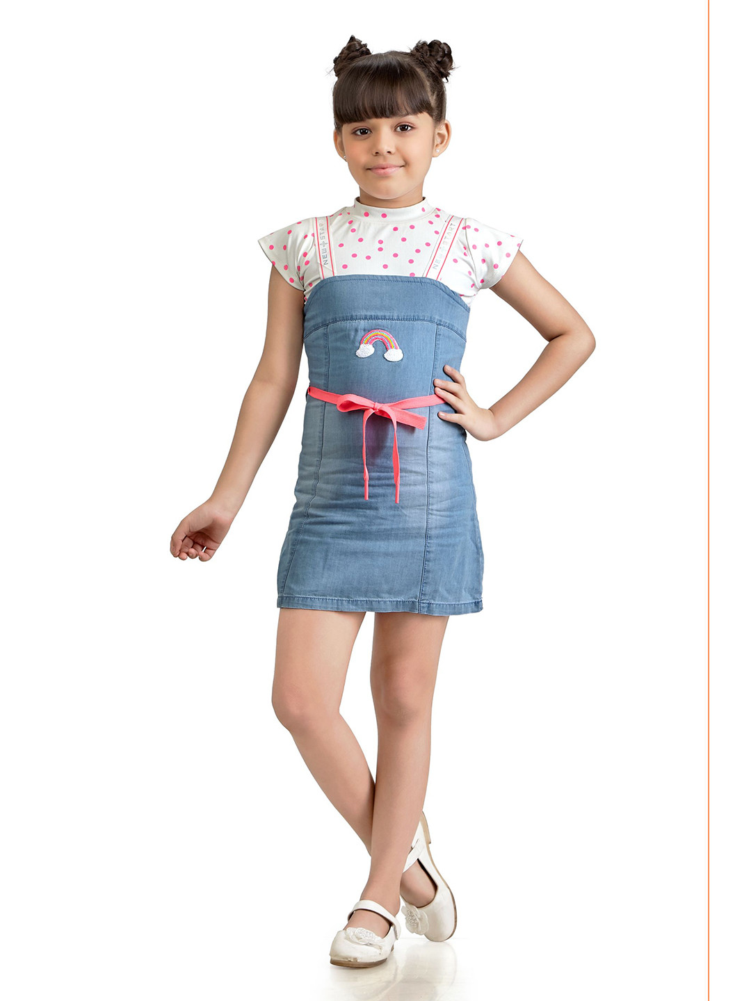 Tiny Girl Polka Dots Printed Sheath Mini Dress