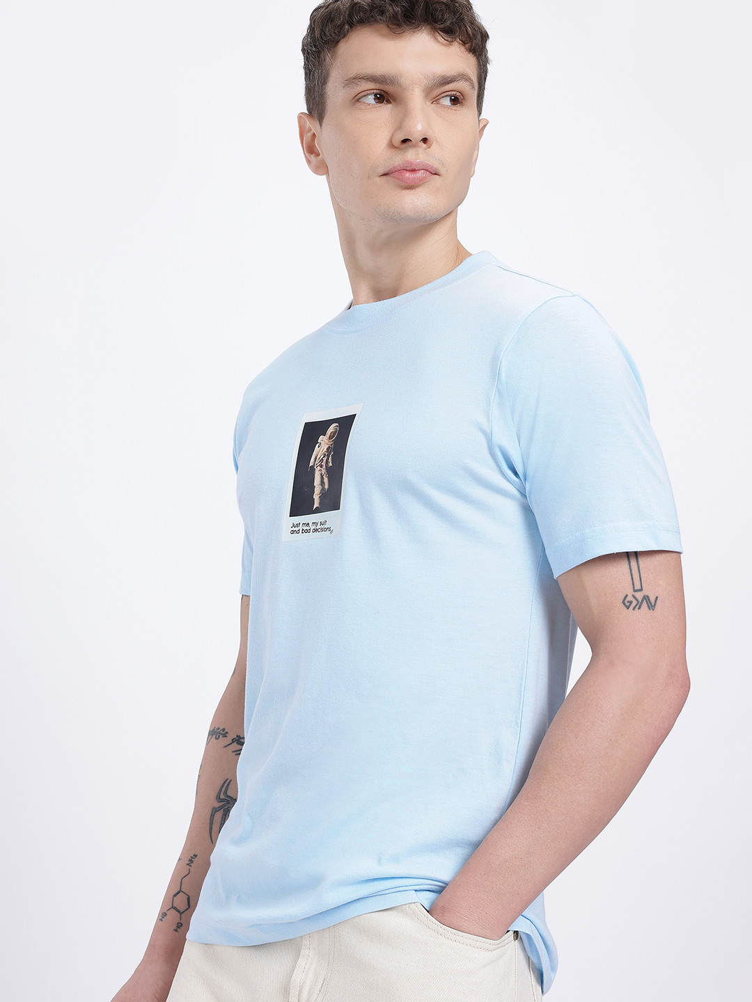 glitchez Photographic Print Round Neck Regular Fit T-shirt